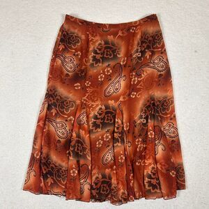 Gorgeous Whimsigoth Brown Orange and Red Vampy Fall Flowy Midi/Maxi Skirt